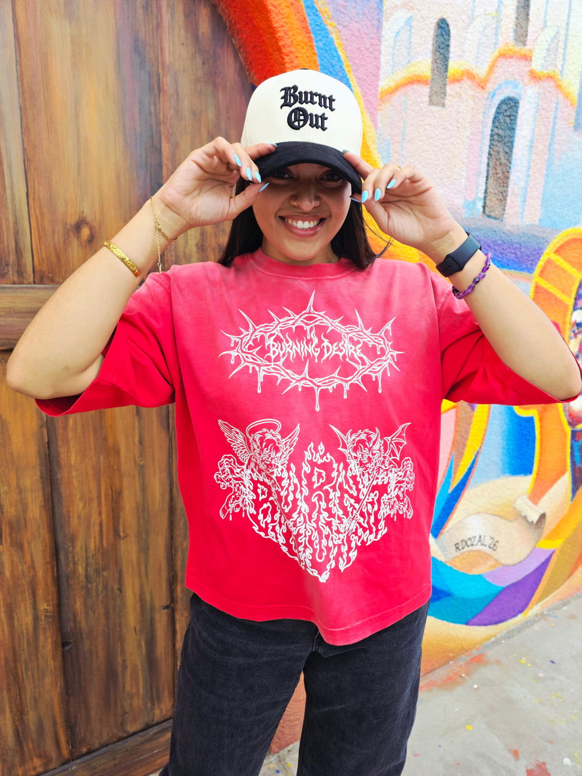 Burning Desire: Vintage Washed Boxy Tee (Red)