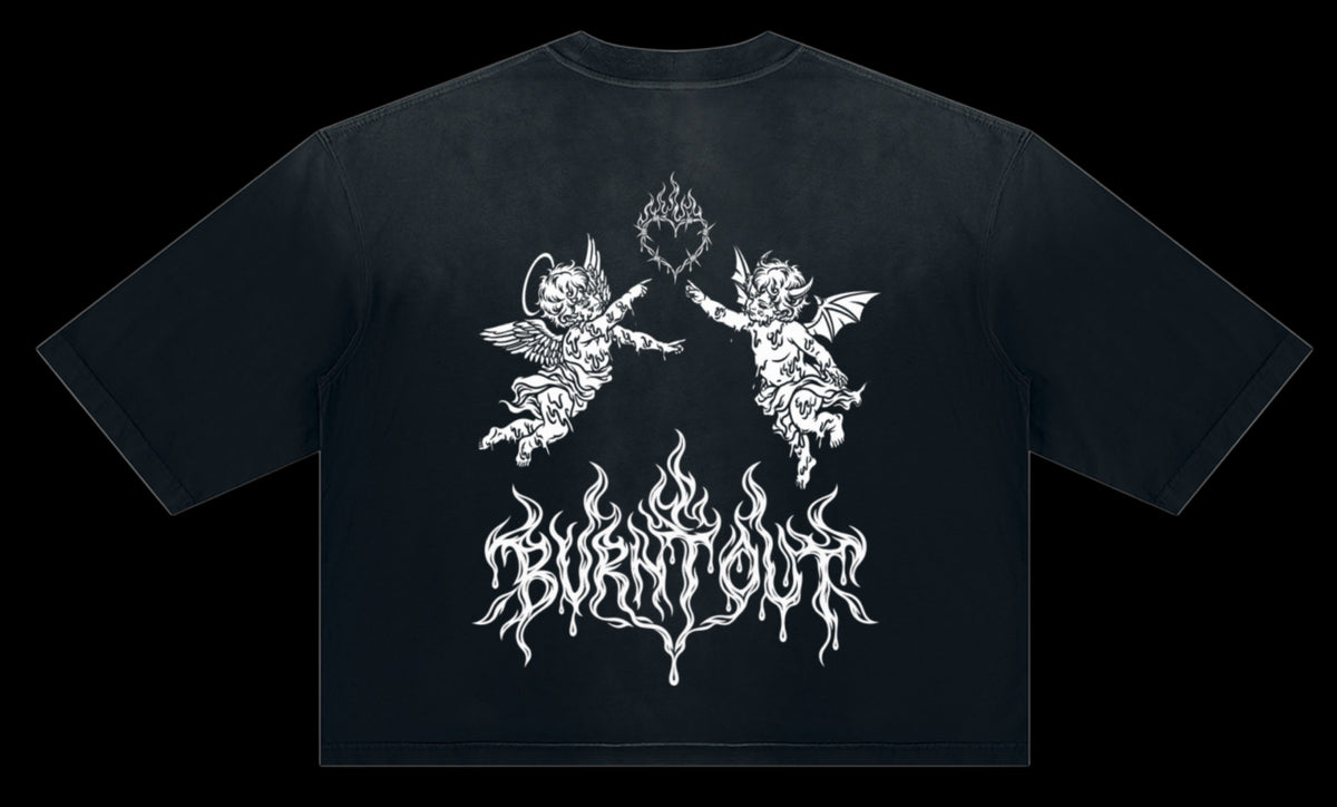 Burning Desire: Vintage Washed Boxy Tee (Black)